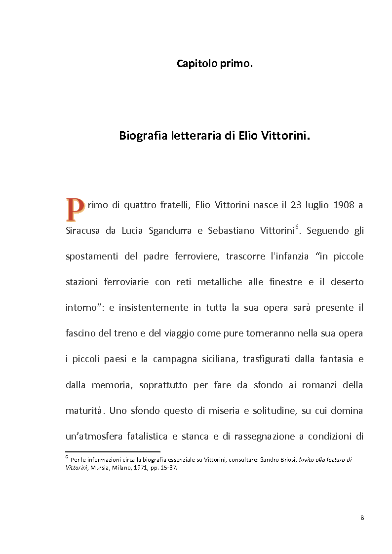 Anteprima della tesi: "Conversazione in Sicilia" di Elio Vittorini, Pagina 9