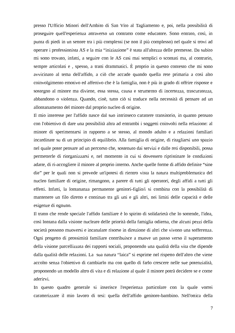 Anteprima della tesi: Come garantire al minore la sua famiglia e l'inserimento nella società: dall'affido del minore all'affido genitore bambino/i, Pagina 3