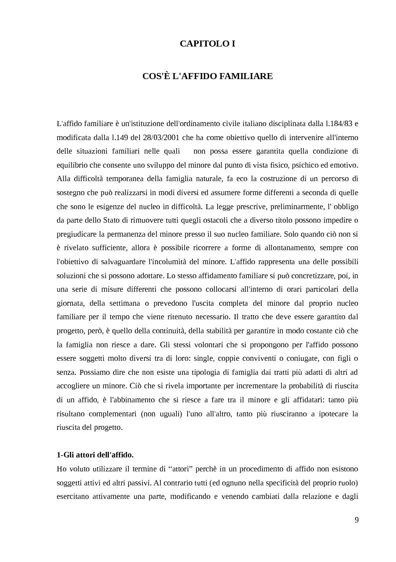 Anteprima della tesi: Come garantire al minore la sua famiglia e l'inserimento nella società: dall'affido del minore all'affido genitore bambino/i, Pagina 5