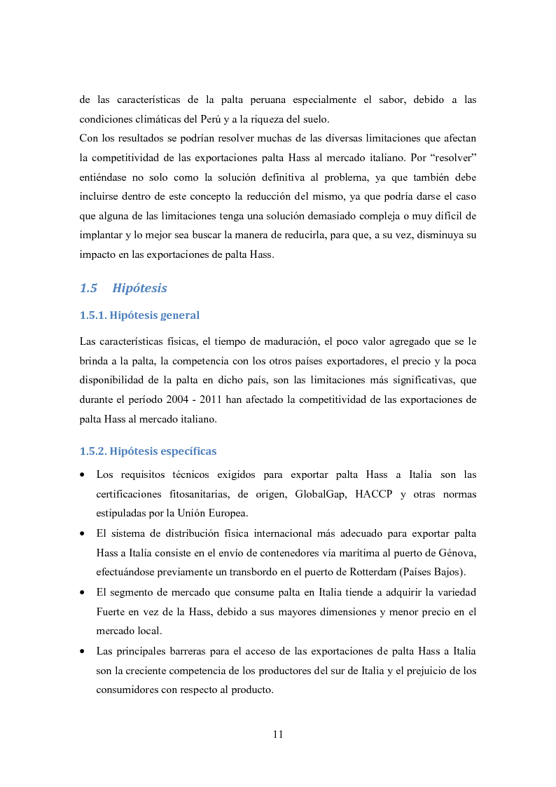 Anteprima della tesi: Investigación de mercado para la exportación de palta Hass al mercado de Italia (Ricerca di mercato per l'esportazione dell'avocado Hass al mercato di Italia), Pagina 8