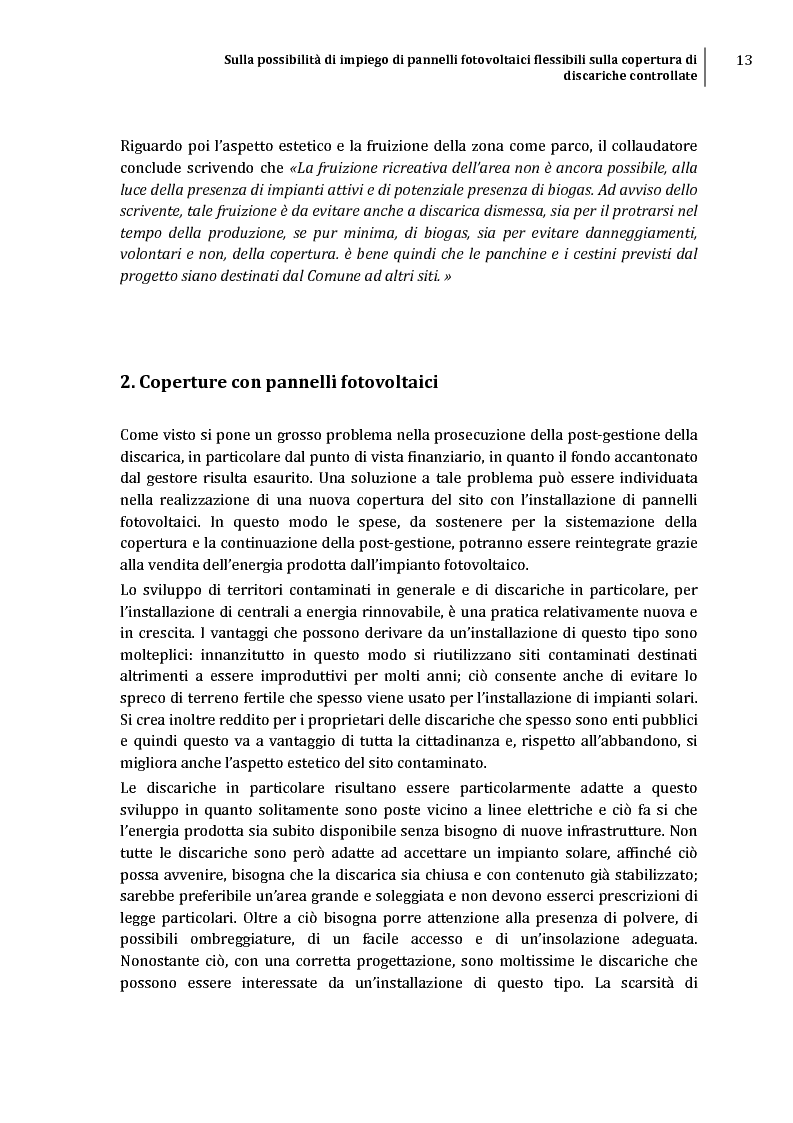 Anteprima della tesi: Sulla possibilità di impiego di pannelli fotovoltaici flessibili sulla copertura di discariche controllate, Pagina 10