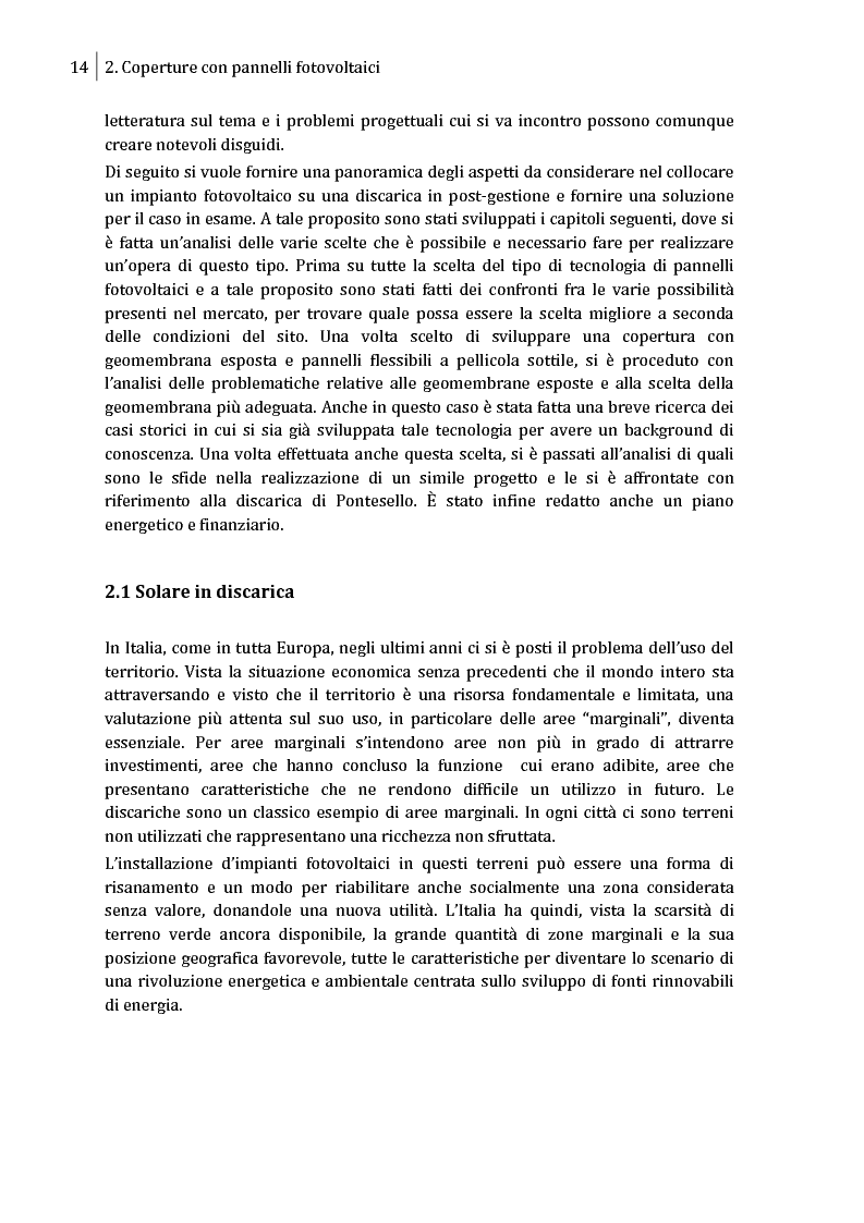 Anteprima della tesi: Sulla possibilità di impiego di pannelli fotovoltaici flessibili sulla copertura di discariche controllate, Pagina 11