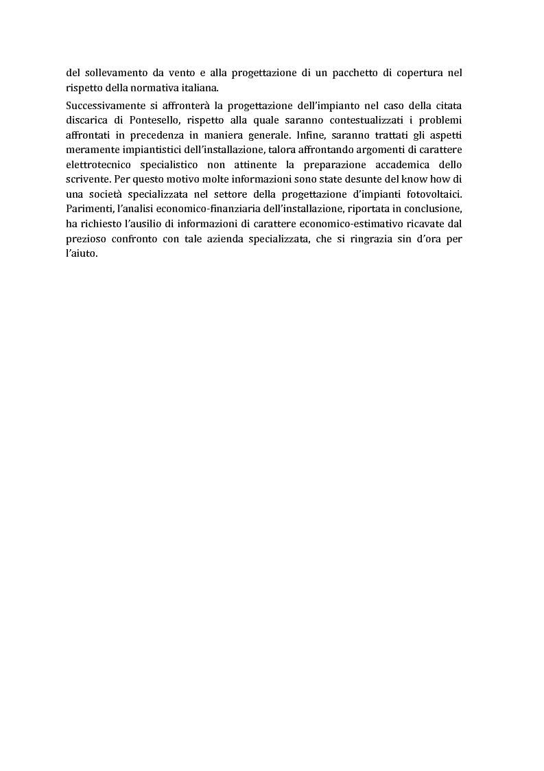 Anteprima della tesi: Sulla possibilità di impiego di pannelli fotovoltaici flessibili sulla copertura di discariche controllate, Pagina 3