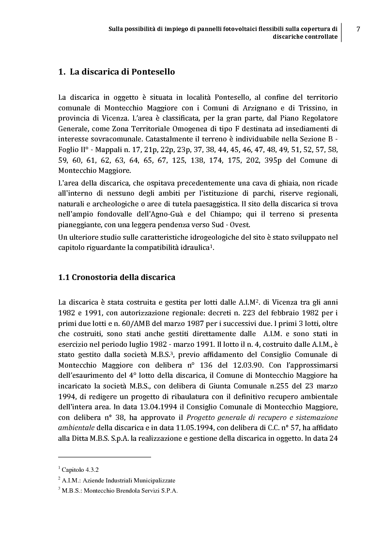 Anteprima della tesi: Sulla possibilità di impiego di pannelli fotovoltaici flessibili sulla copertura di discariche controllate, Pagina 4