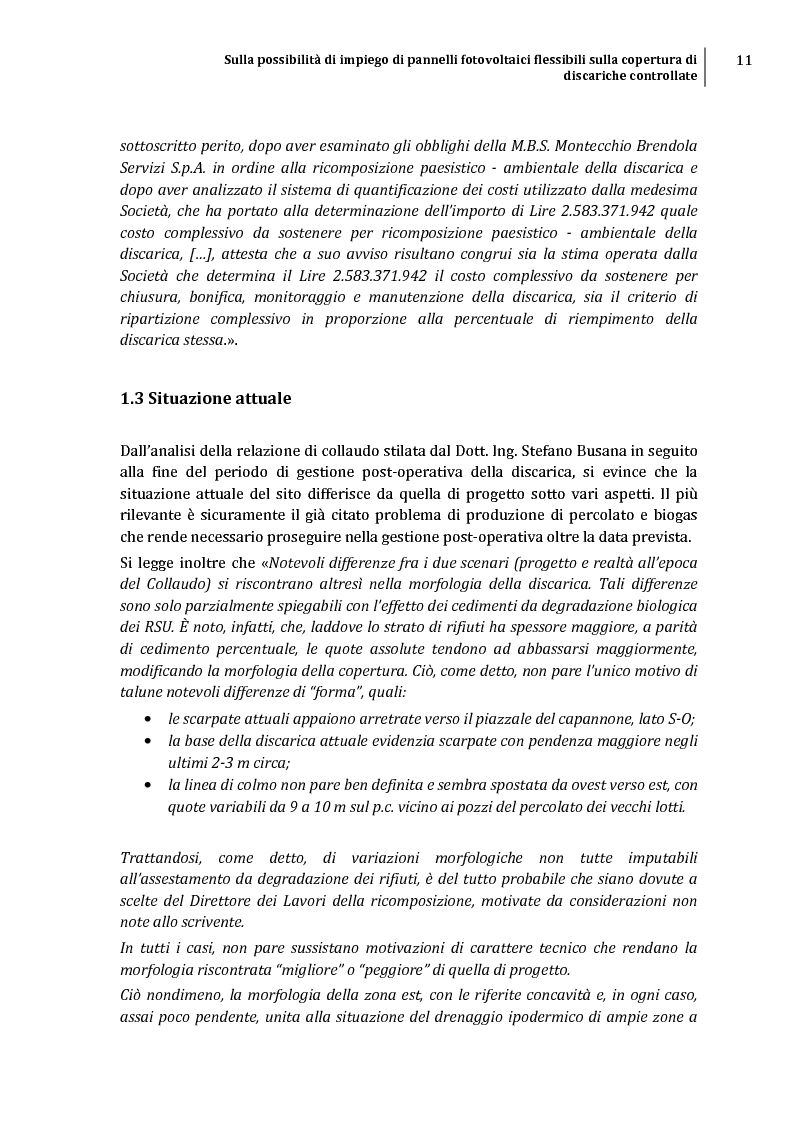 Anteprima della tesi: Sulla possibilità di impiego di pannelli fotovoltaici flessibili sulla copertura di discariche controllate, Pagina 8