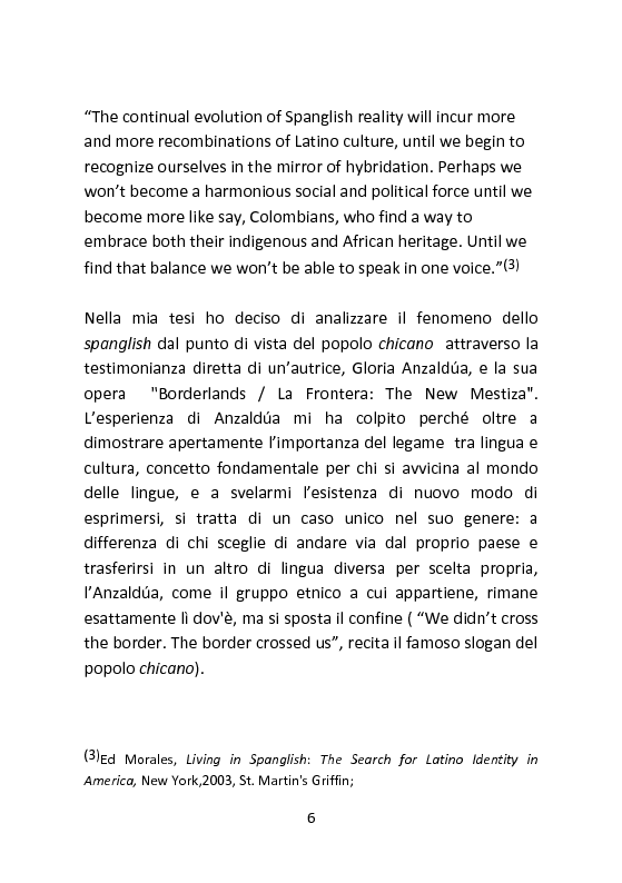 Anteprima della tesi: Spanglish: una lingua per ricreare se stessi. Il caso di Gloria Anzaldua., Pagina 5