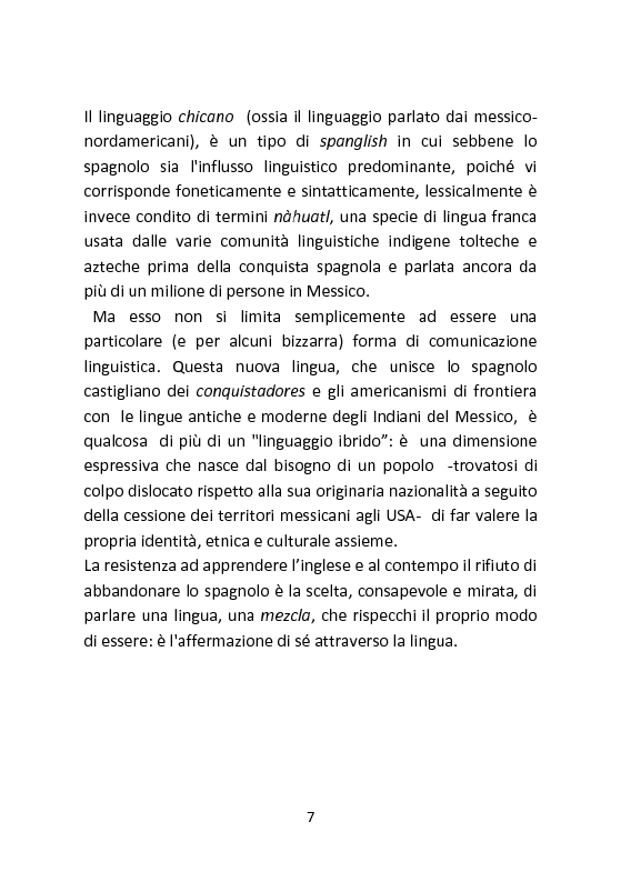 Anteprima della tesi: Spanglish: una lingua per ricreare se stessi. Il caso di Gloria Anzaldua., Pagina 6