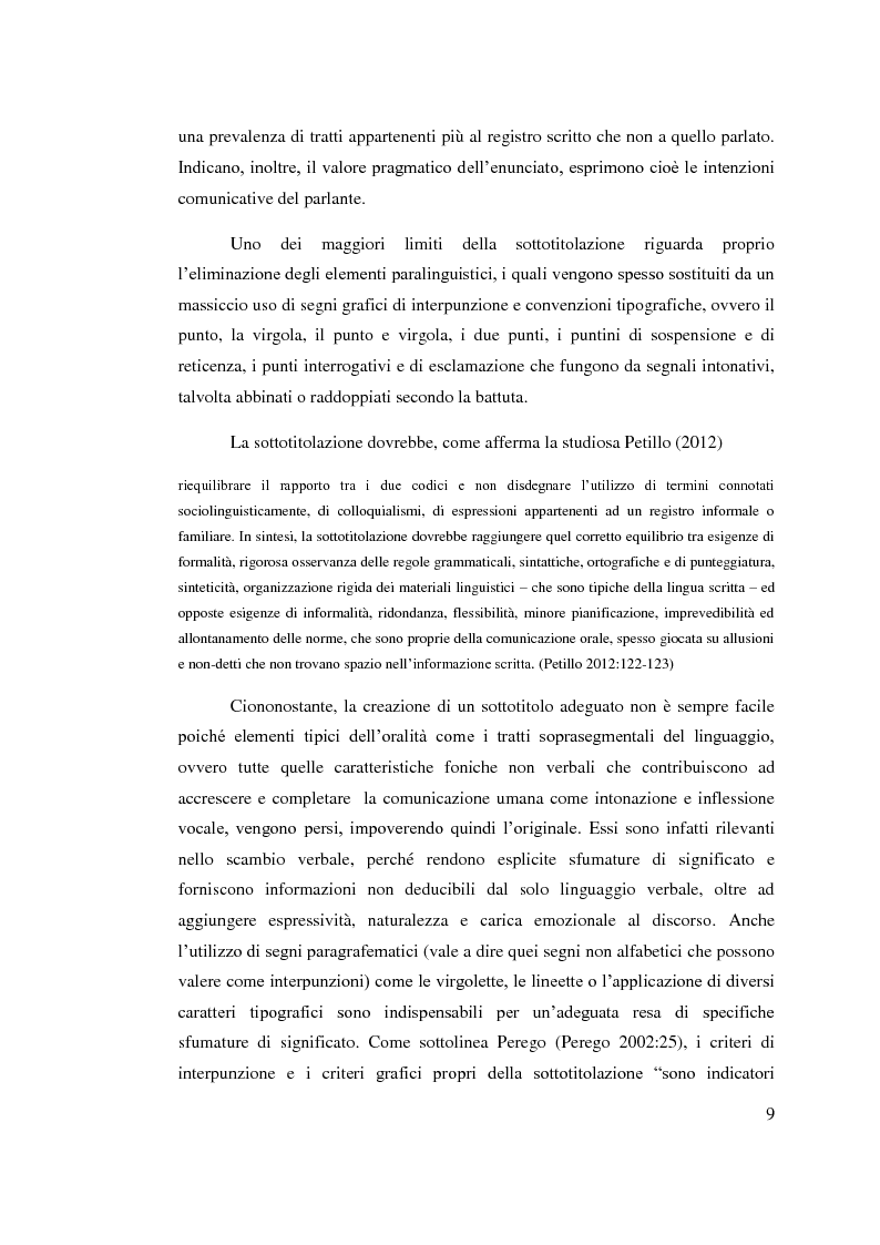 Anteprima della tesi: Aspetti linguistici del sottotitolaggio: analisi delle strategie traduttive in tre prodotti filmici, Pagina 5