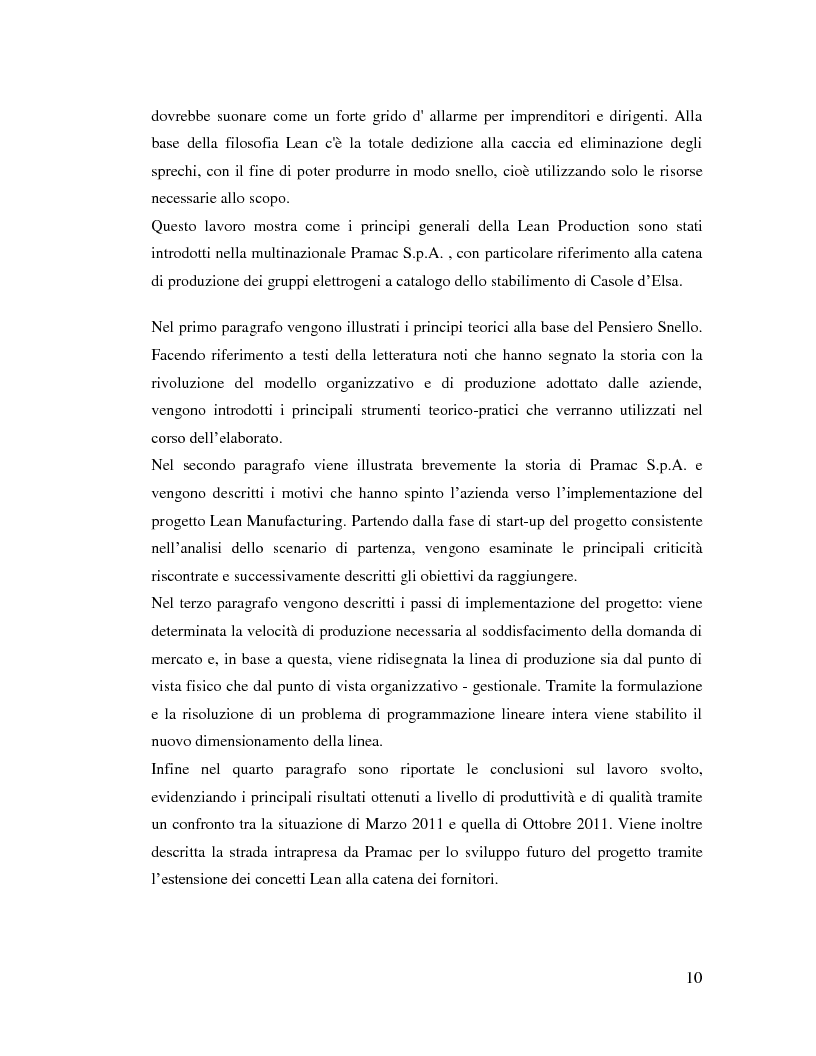 Anteprima della tesi: Lean Manufacturing nel settore manifatturiero: il caso Pramac, Pagina 3