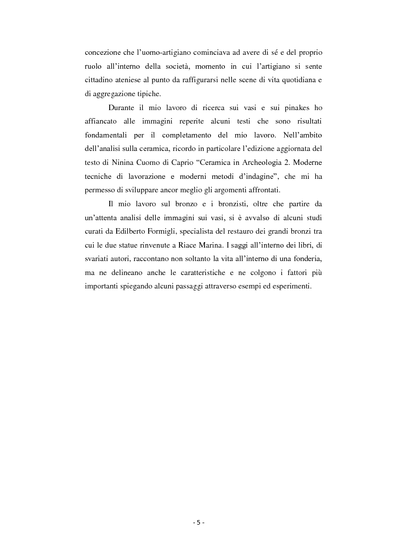 Anteprima della tesi: Bronzisti e vasai: scene di lavoro nella ceramografia attica (VI - V secolo a.C.), Pagina 4