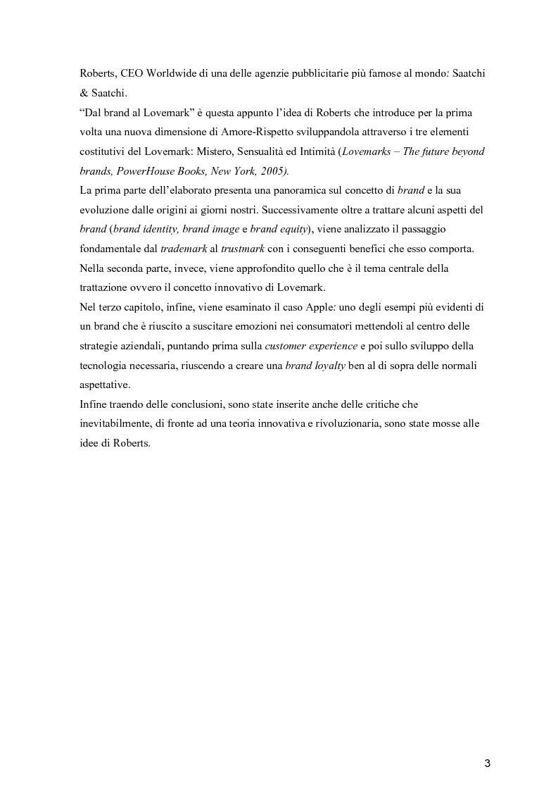 Anteprima della tesi: Dal Brand al Lovemark, Pagina 3