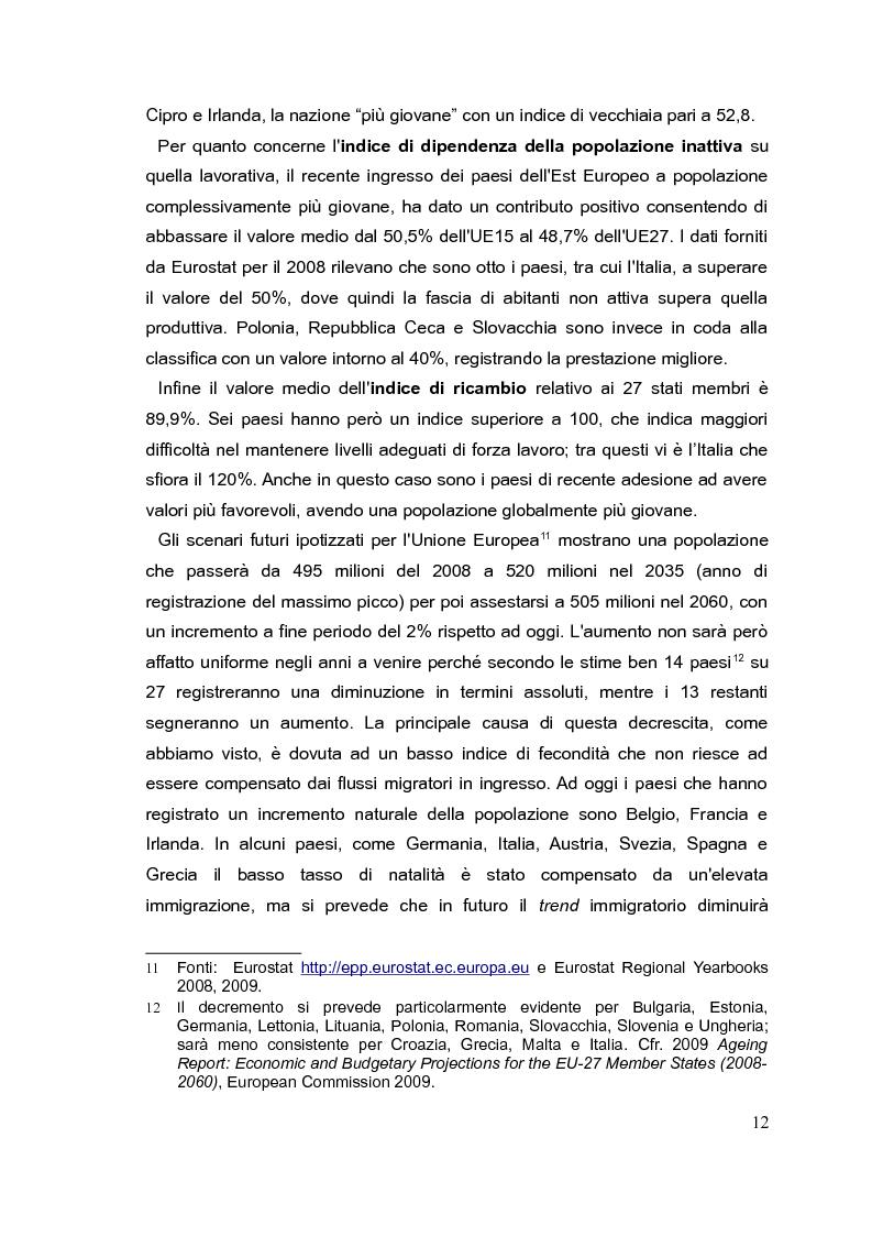 Anteprima della tesi: Il mercato del lavoro e le politiche di welfare di fronte all'invecchiamento della popolazione. Il caso italiano nel quadro europeo., Pagina 11