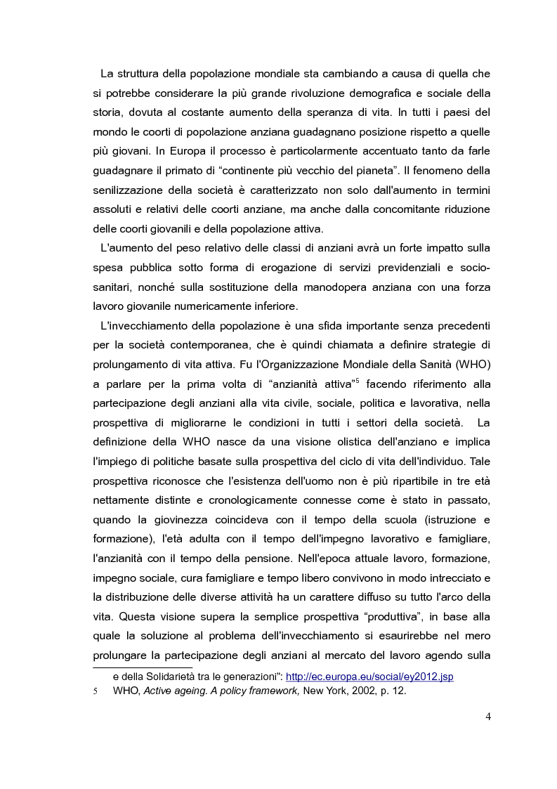 Anteprima della tesi: Il mercato del lavoro e le politiche di welfare di fronte all'invecchiamento della popolazione. Il caso italiano nel quadro europeo., Pagina 3