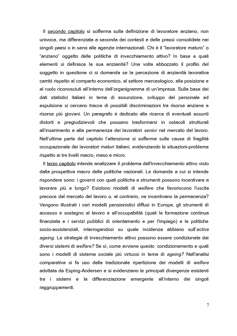 Anteprima della tesi: Il mercato del lavoro e le politiche di welfare di fronte all'invecchiamento della popolazione. Il caso italiano nel quadro europeo., Pagina 6