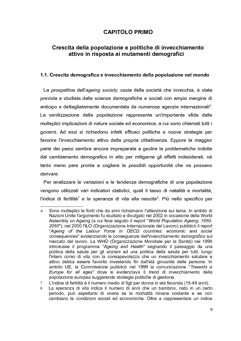 Anteprima della tesi: Il mercato del lavoro e le politiche di welfare di fronte all'invecchiamento della popolazione. Il caso italiano nel quadro europeo., Pagina 8