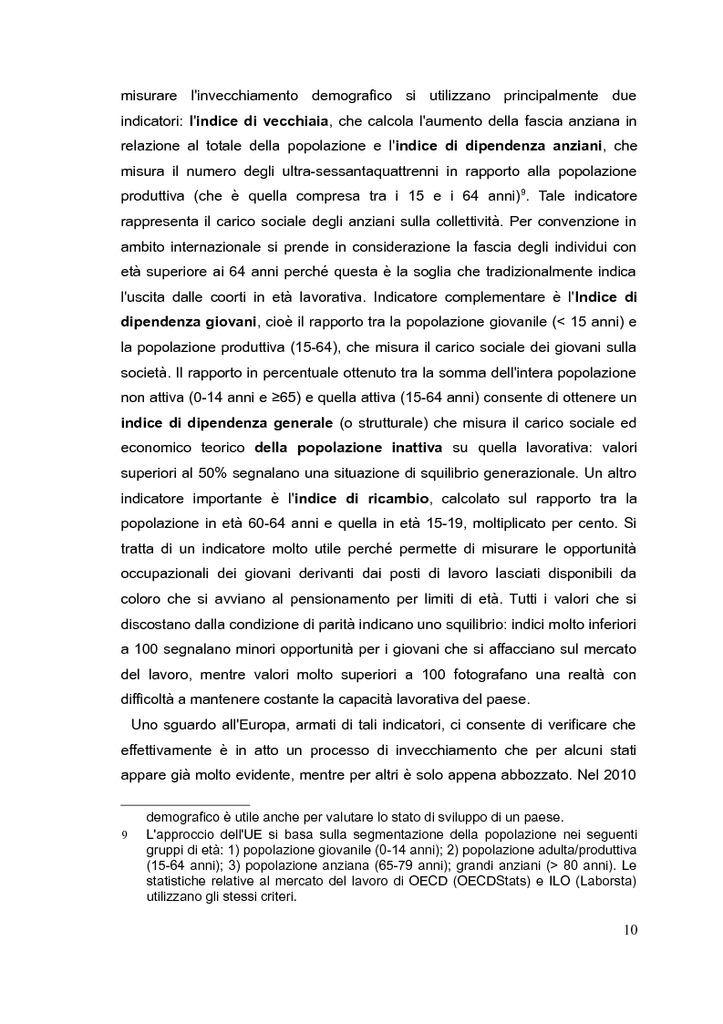 Anteprima della tesi: Il mercato del lavoro e le politiche di welfare di fronte all'invecchiamento della popolazione. Il caso italiano nel quadro europeo., Pagina 9