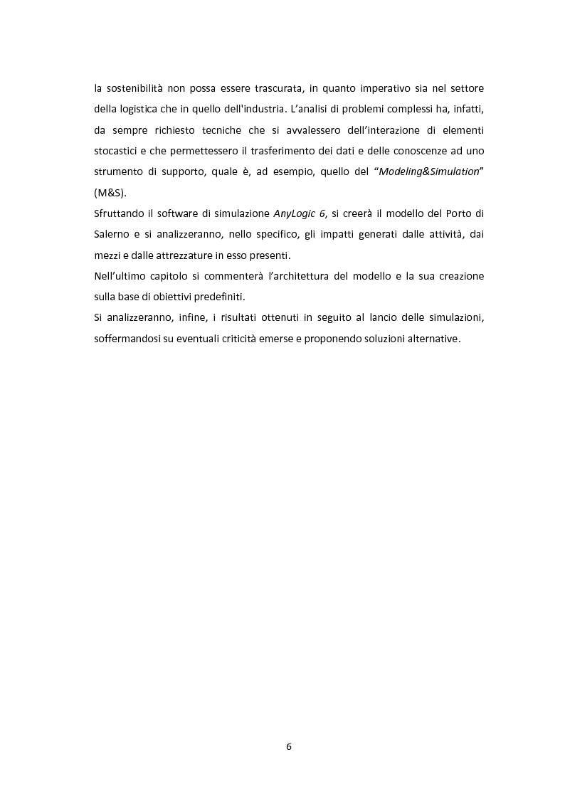 Anteprima della tesi: Modellazione e Simulazione a supporto della Green Logistics nei porti, Pagina 3