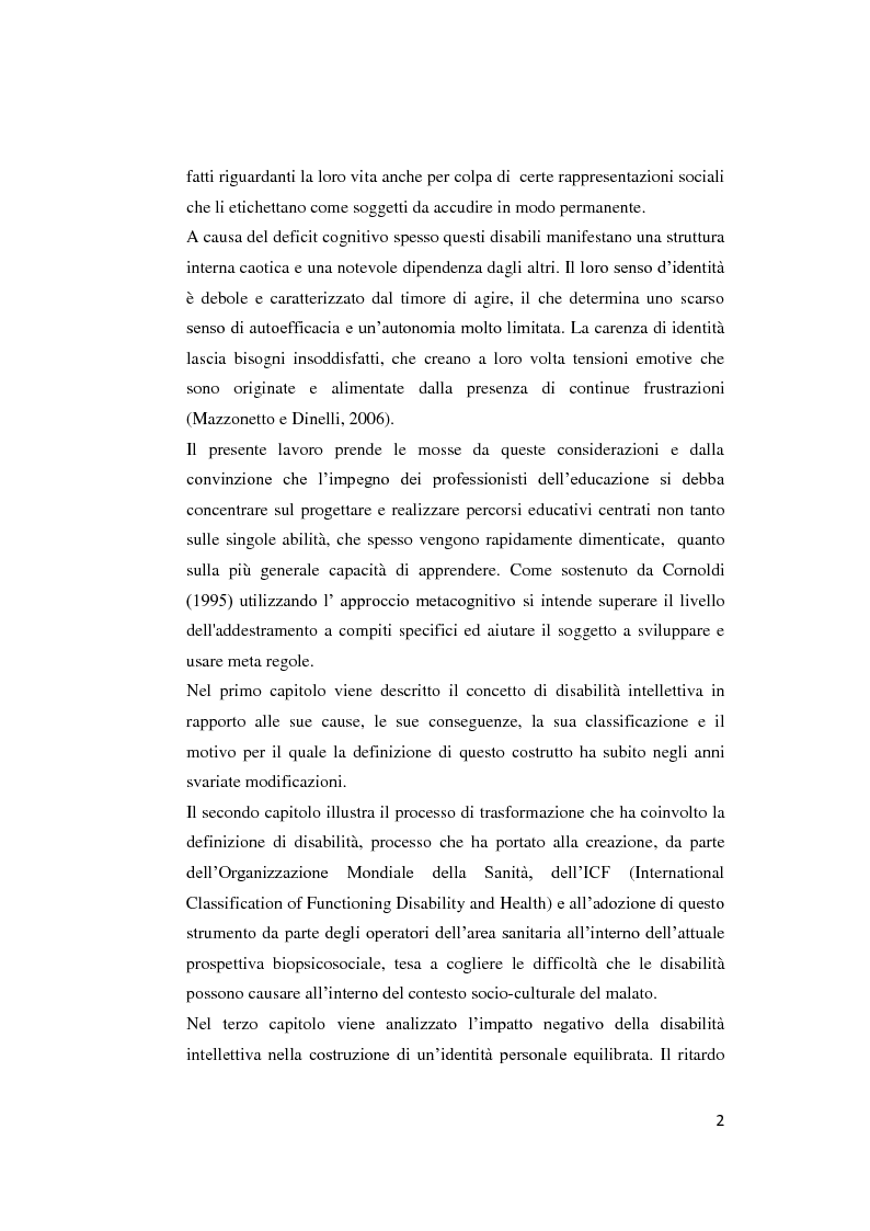 Anteprima della tesi: Il contributo delle strategie di autoregolazione cognitiva in presenza di disabilità intellettiva lieve, Pagina 3