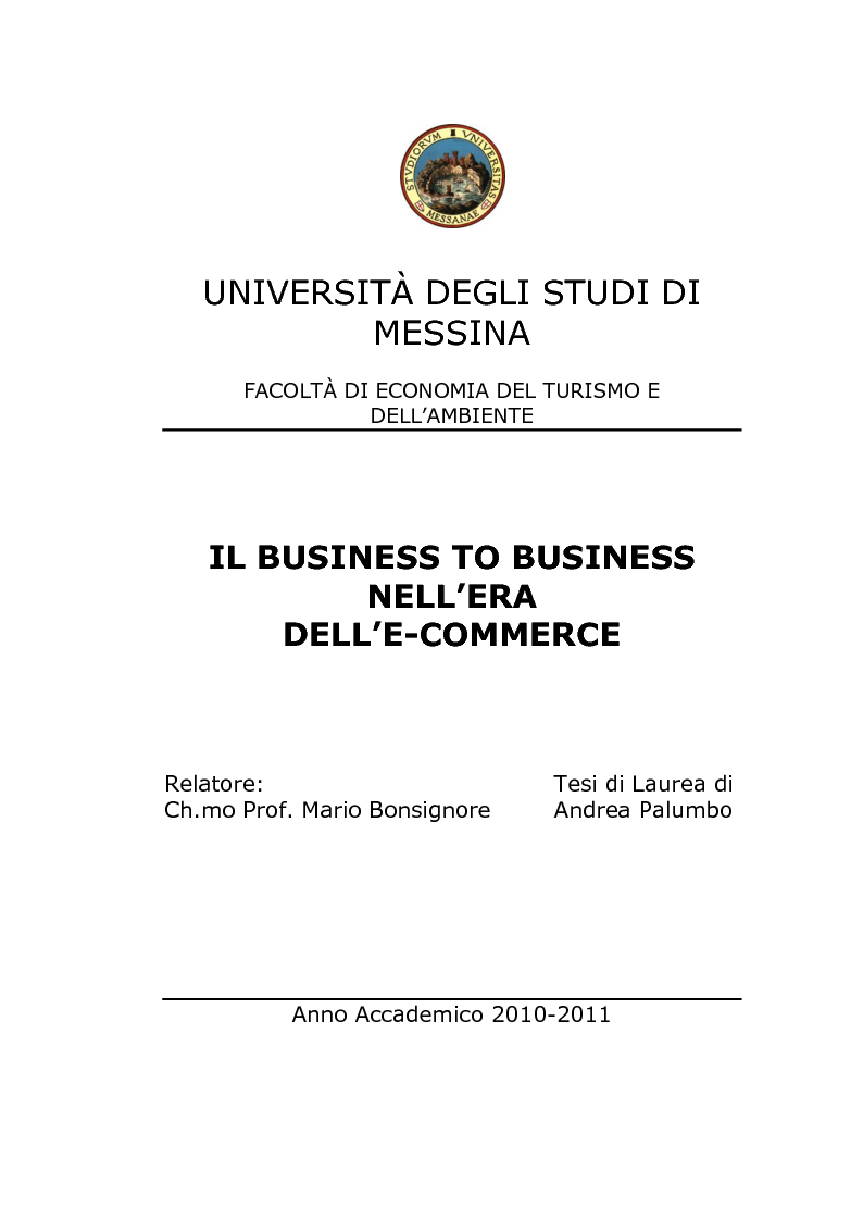 Anteprima della tesi: Il Business to Business nell'era dell'E-commerce, Pagina 1