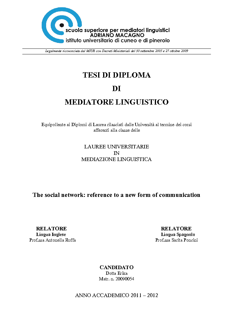 Anteprima della tesi: The social network: reference to a new form of communication - Los social network: referencia de una nueva forma de comunicaciòn, Pagina 1