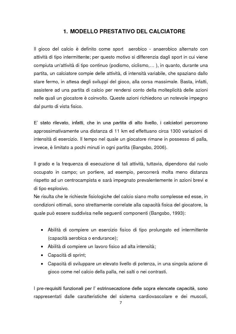 Anteprima della tesi: La valutazione della resistenza nel calciatore dilettante: confronto fra due test da campo, Pagina 4
