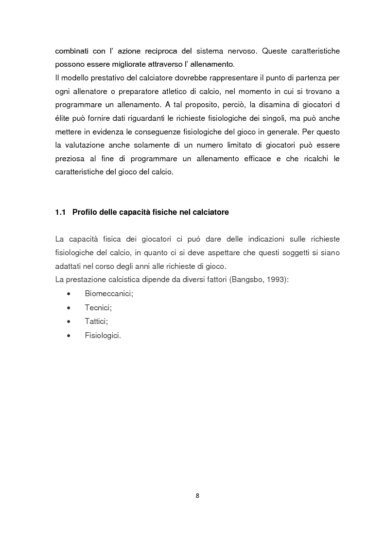 Anteprima della tesi: La valutazione della resistenza nel calciatore dilettante: confronto fra due test da campo, Pagina 5