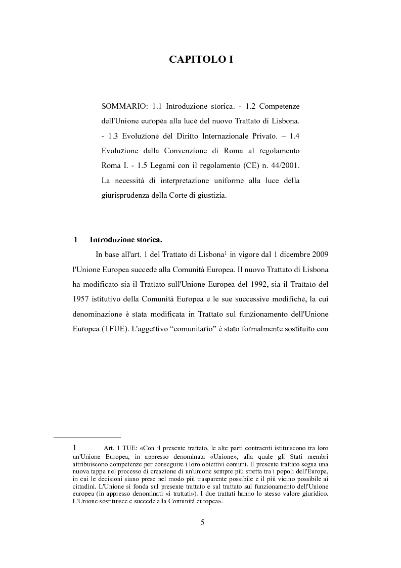 Anteprima della tesi: Il Regolamento ''Roma I'' nella giurisprudenza della Corte di Giustizia, Pagina 4