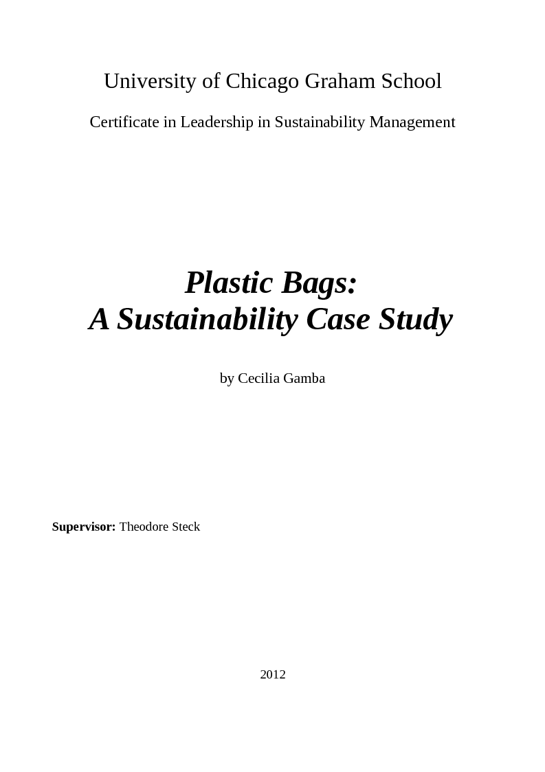 Anteprima della tesi: Plastic Bags: A Sustainability Case Study, Pagina 1