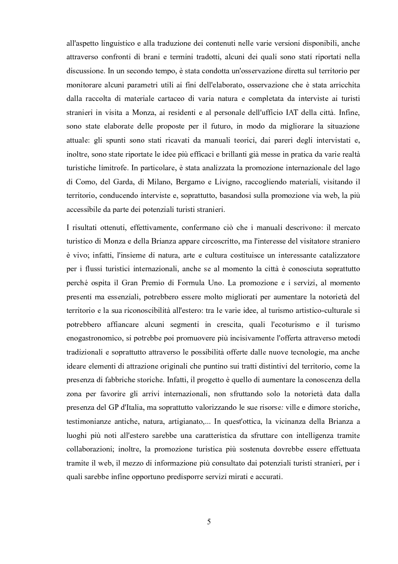 Anteprima della tesi: Promozione dei centri minori e turismo internazionale. Il caso di Monza e Brianza., Pagina 3