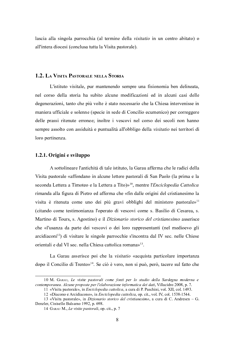 Anteprima della tesi: Le Visite pastorali. Cenni sull'istituto visitale ed analisi della Visita pastorale di D. G. Cadello in Ogliastra (1800-1801), Pagina 6
