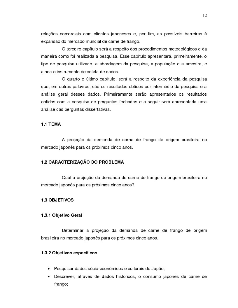 Anteprima della tesi: A projeção da demanda de carne de frango de origem brasileira no mercado japonês para os próximos cinco anos., Pagina 4