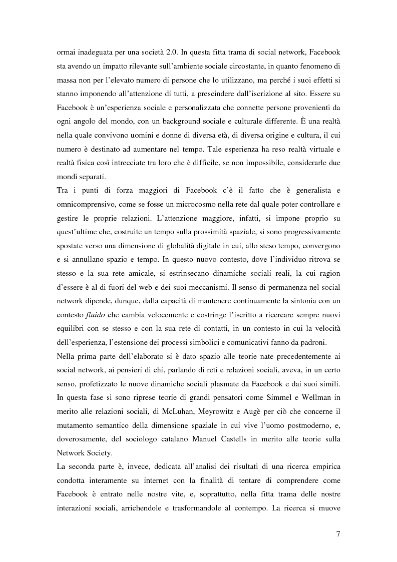 Anteprima della tesi: Attraverso Facebook. Un'indagine empirica, Pagina 3