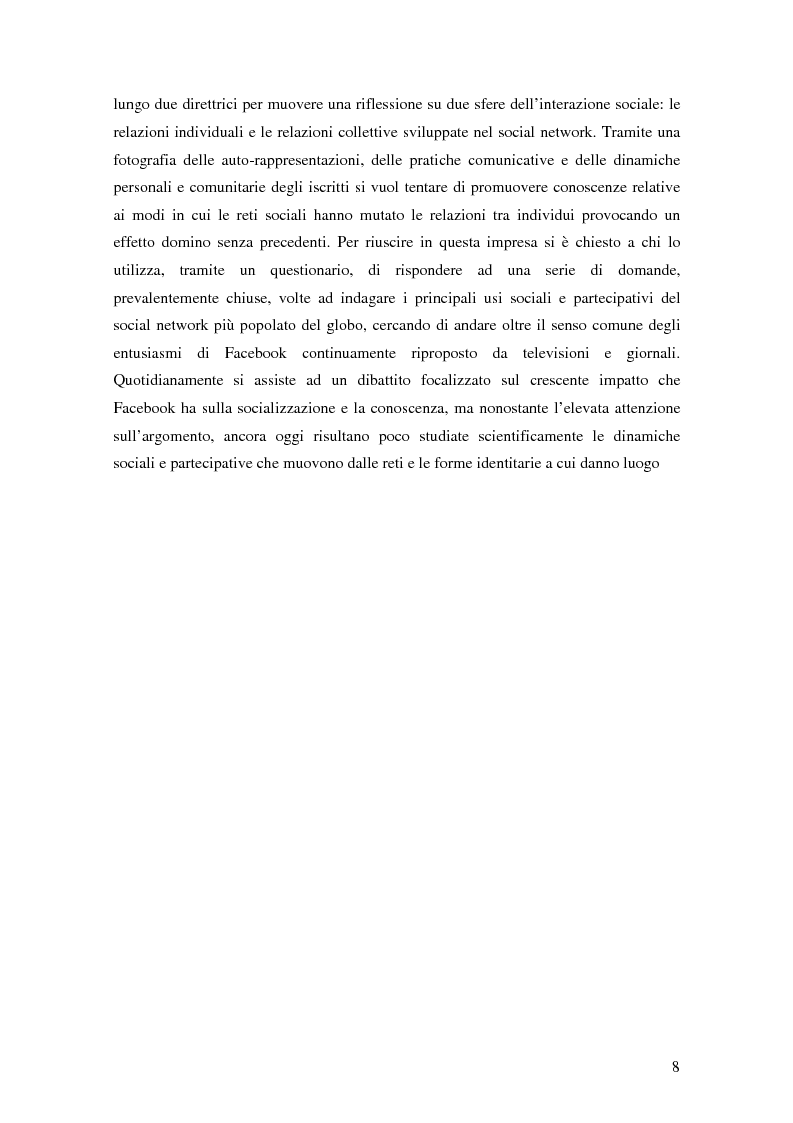 Anteprima della tesi: Attraverso Facebook. Un'indagine empirica, Pagina 4