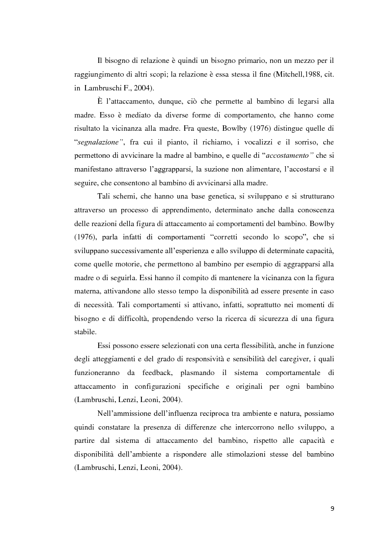 Anteprima della tesi: Lo sviluppo della narrazione e della memoria autobiografica alla luce della Teoria dell'Attaccamento, Pagina 10