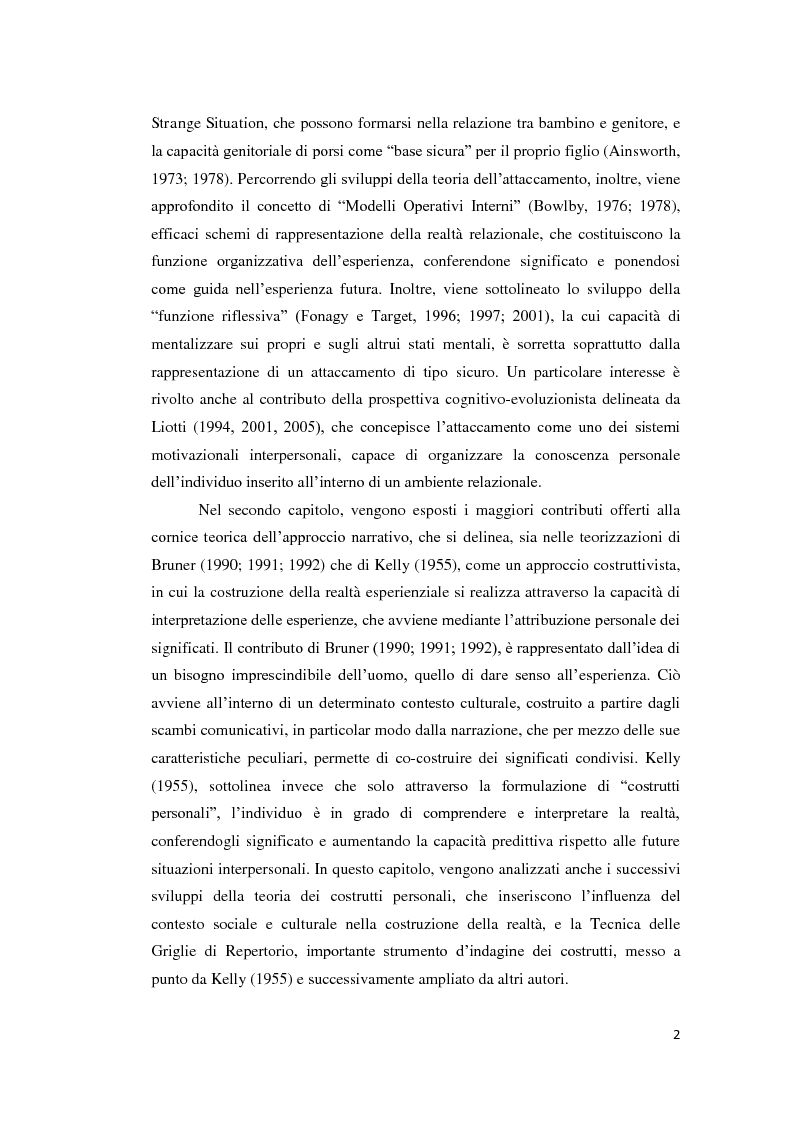 Anteprima della tesi: Lo sviluppo della narrazione e della memoria autobiografica alla luce della Teoria dell'Attaccamento, Pagina 3