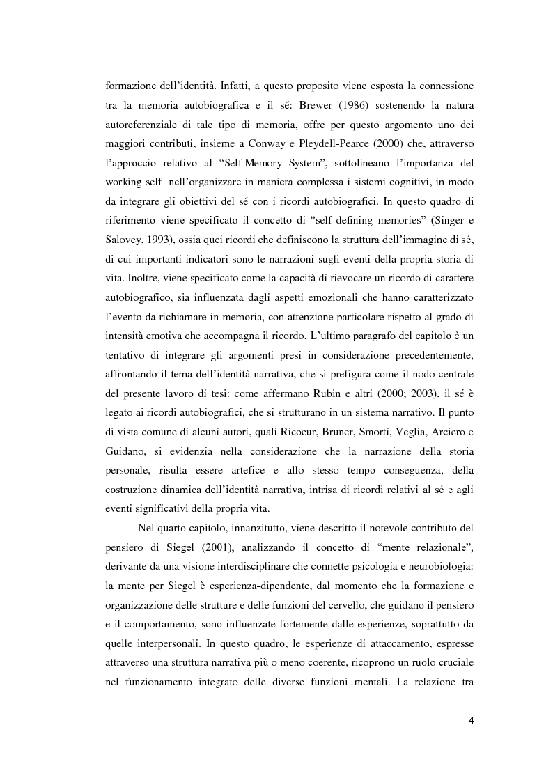 Anteprima della tesi: Lo sviluppo della narrazione e della memoria autobiografica alla luce della Teoria dell'Attaccamento, Pagina 5