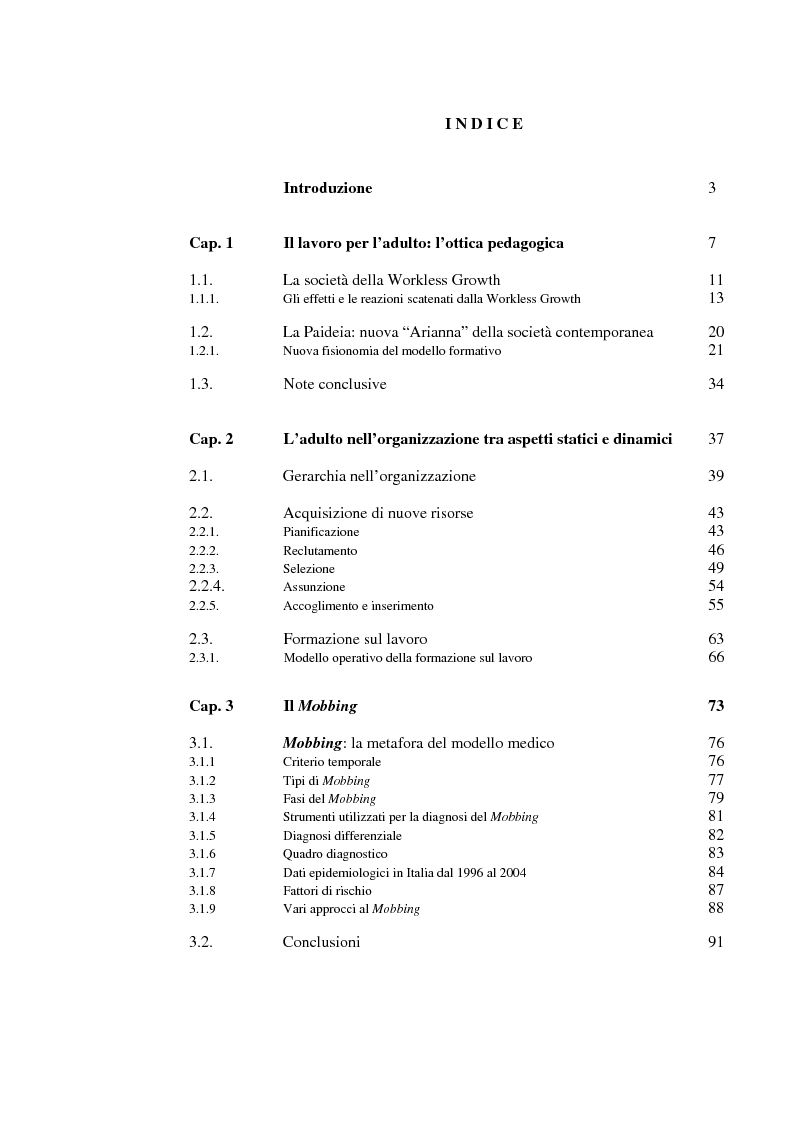 Indice della tesi: L'adulto e il lavoro, Pagina 1