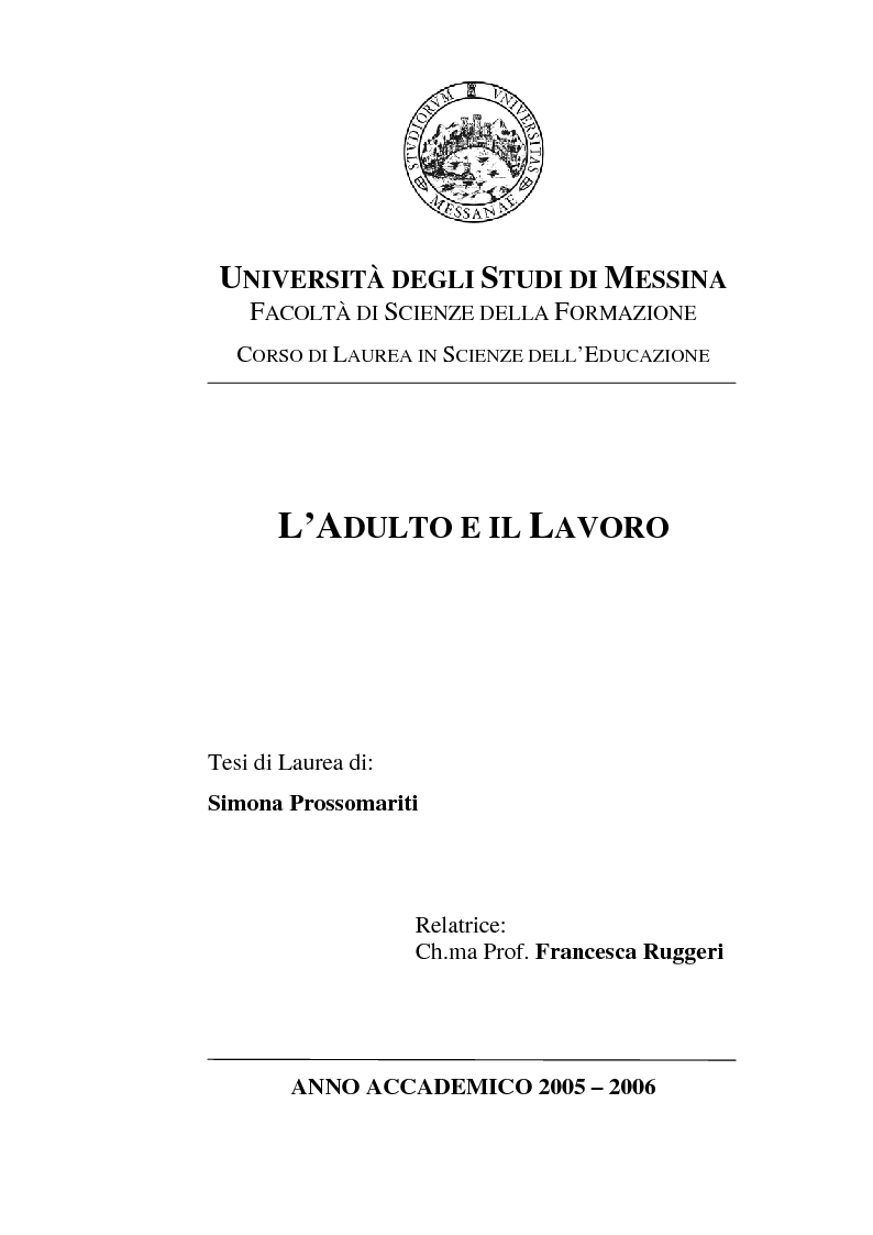 Anteprima della tesi: L'adulto e il lavoro, Pagina 1