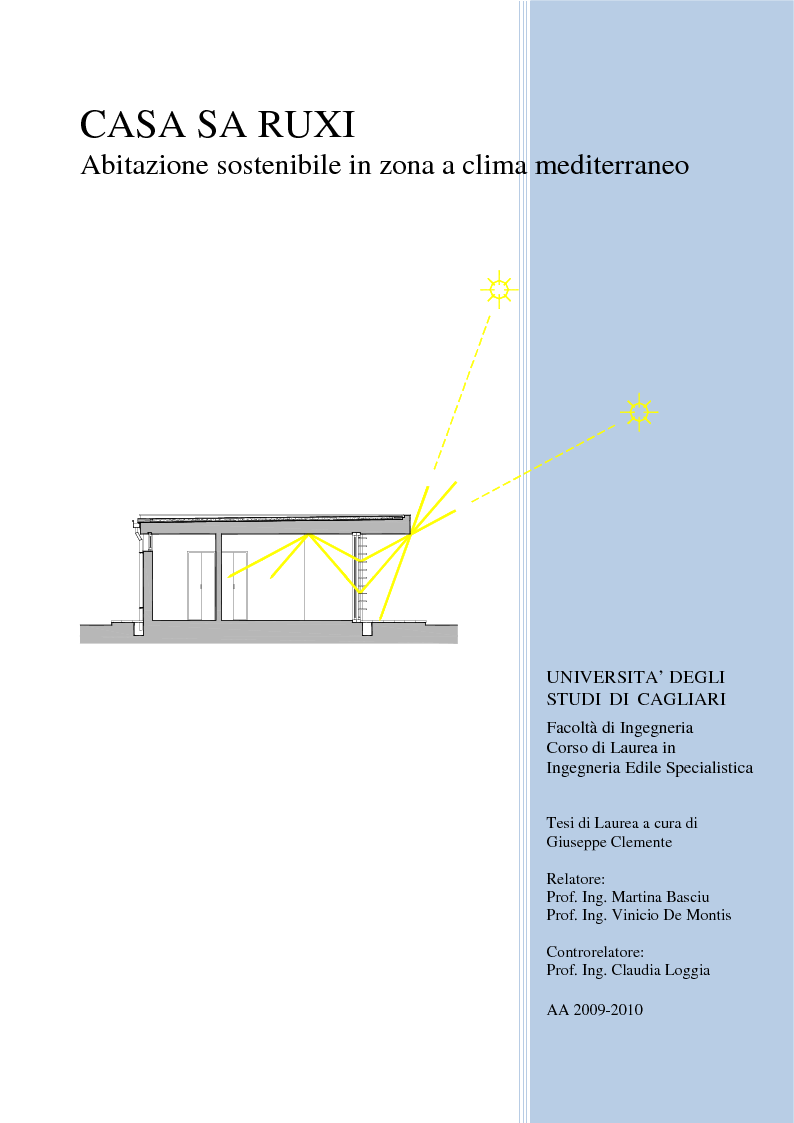 Anteprima della tesi: CASA SA RUXI - Abitazione sostenibile in zona a clima mediterraneo, Pagina 1