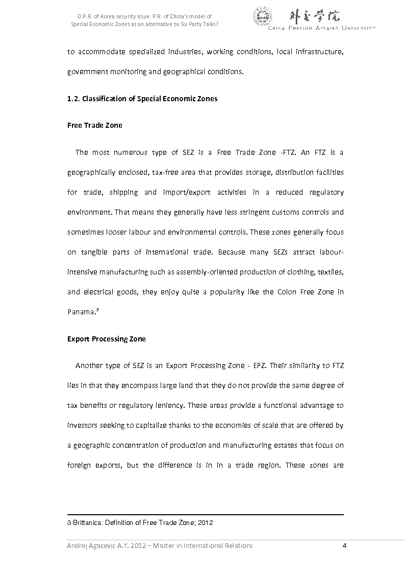 Anteprima della tesi: D.P.R. of Korea security issue: P.R. of China’s model of Special Economic Zones as an alternative to Six Party Talks?, Pagina 5