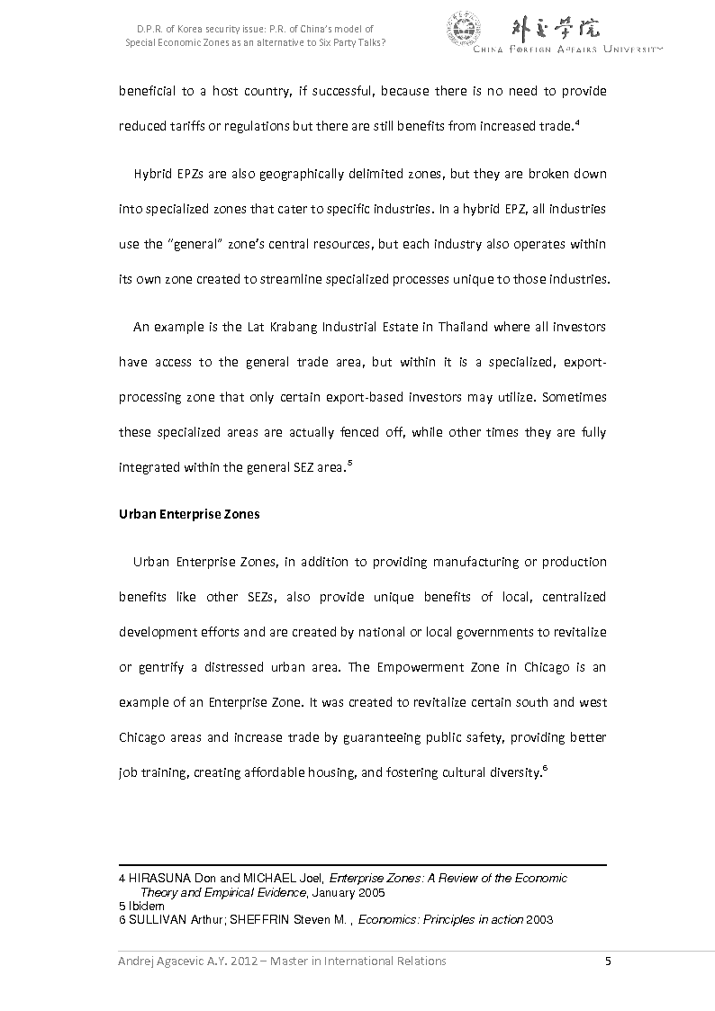 Anteprima della tesi: D.P.R. of Korea security issue: P.R. of China’s model of Special Economic Zones as an alternative to Six Party Talks?, Pagina 6