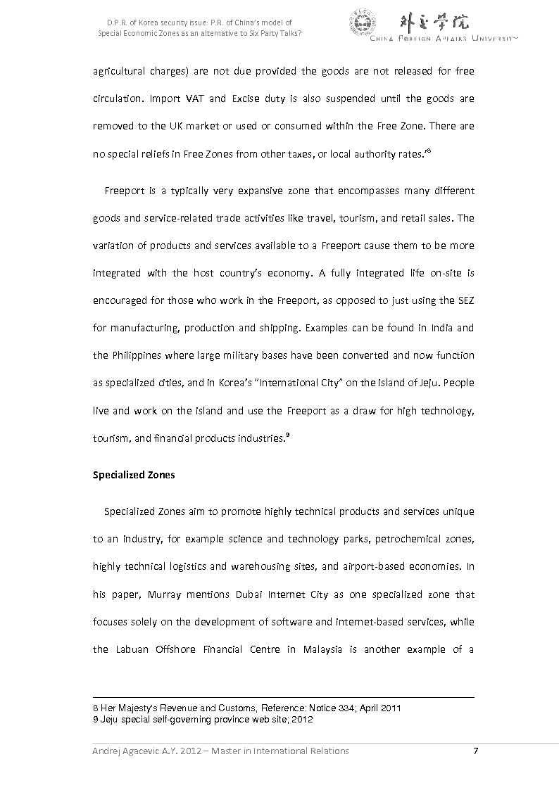Anteprima della tesi: D.P.R. of Korea security issue: P.R. of China’s model of Special Economic Zones as an alternative to Six Party Talks?, Pagina 8
