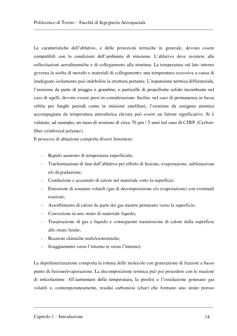 Anteprima della tesi: Modellizzazione dei fenomeni di ablazione superficiale di scudi termici per veicoli di rientro, Pagina 10