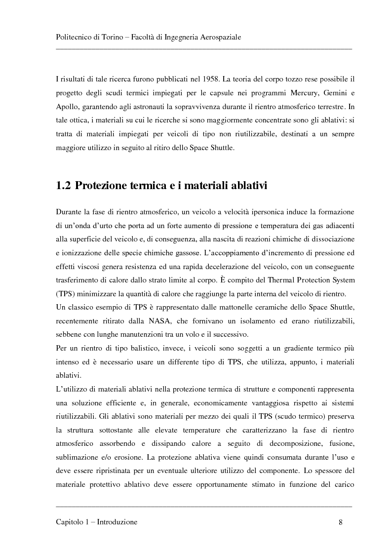 Anteprima della tesi: Modellizzazione dei fenomeni di ablazione superficiale di scudi termici per veicoli di rientro, Pagina 4