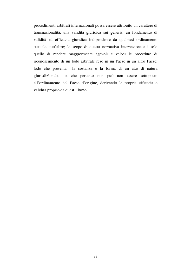 Anteprima della tesi: L’arbitrato commerciale internazionale. Il riconoscimento del lodo annullato nel paese d’origine ex articoli v(1)(e) e vII convenzione di New York del 1958, Pagina 15