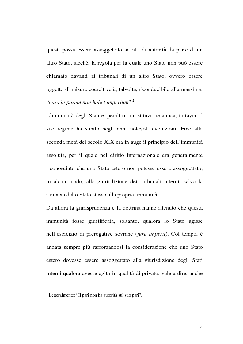 Anteprima della tesi: L'immunità degli stati stranieri dall'esecuzione forzata, Pagina 3