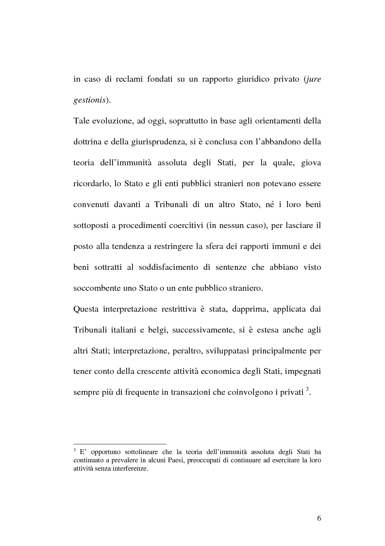 Anteprima della tesi: L'immunità degli stati stranieri dall'esecuzione forzata, Pagina 4