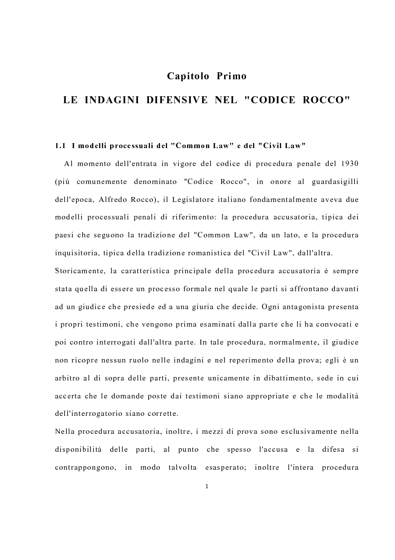 Anteprima della tesi: La disciplina delle investigazioni difensive, Pagina 5