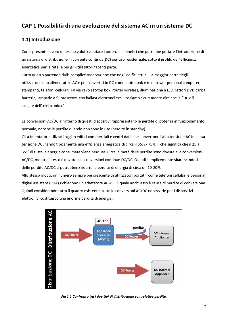 Anteprima della tesi: Sistemi in corrente continua (DC) per la razionalizzazione energetica. Studio di fattibilità per un sistema integrato di distribuzione DC ad uso residenziale (Microgrid House DC), Pagina 3