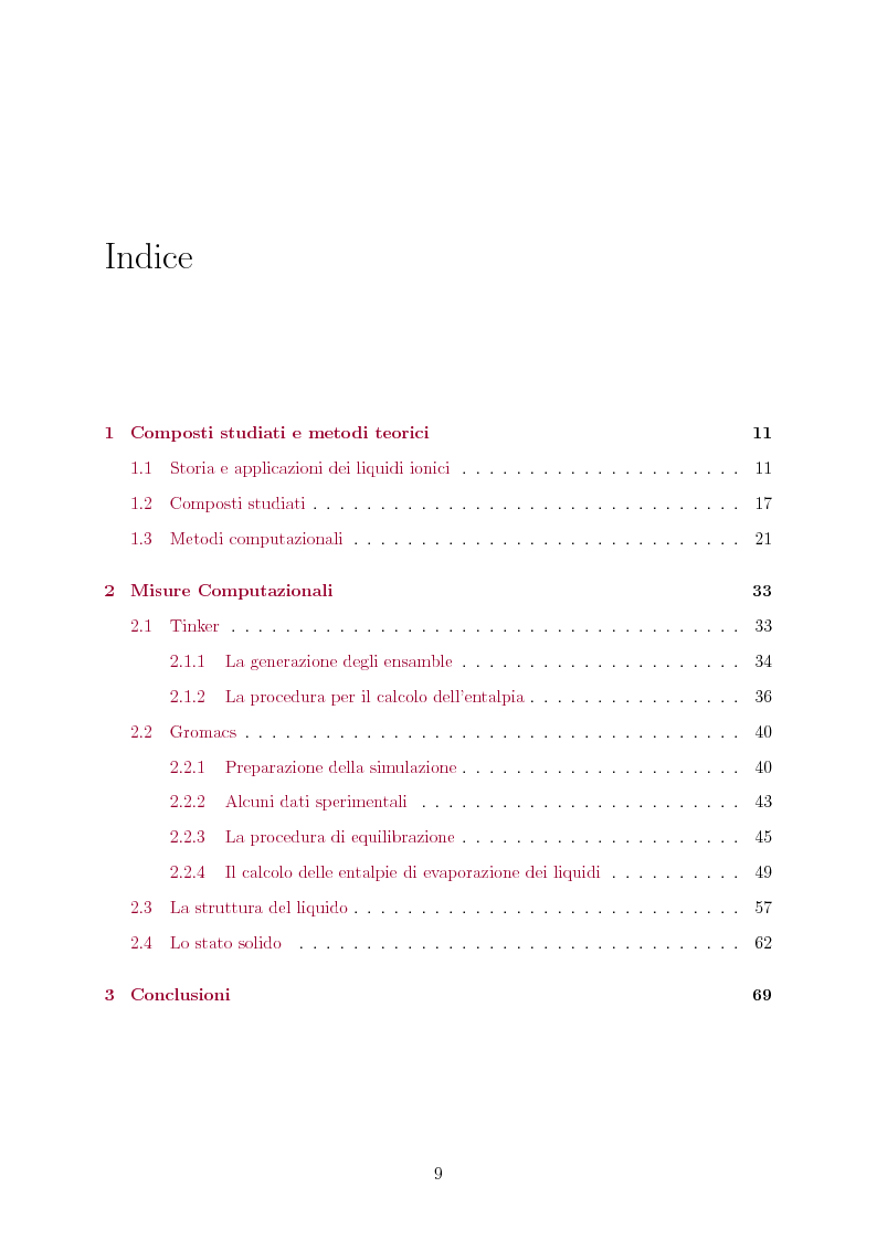 Indice della tesi: Caratterizzazione computazionale di alchilammonio cloruri, Pagina 1
